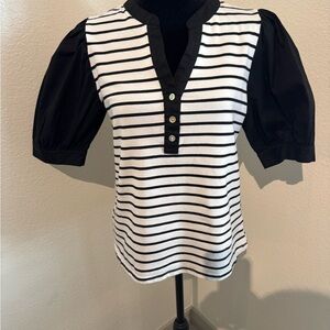 JohnPaulRichard Black and White Striped Blouse
